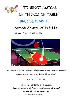 Tournoi Bresse-Ping 27 avril